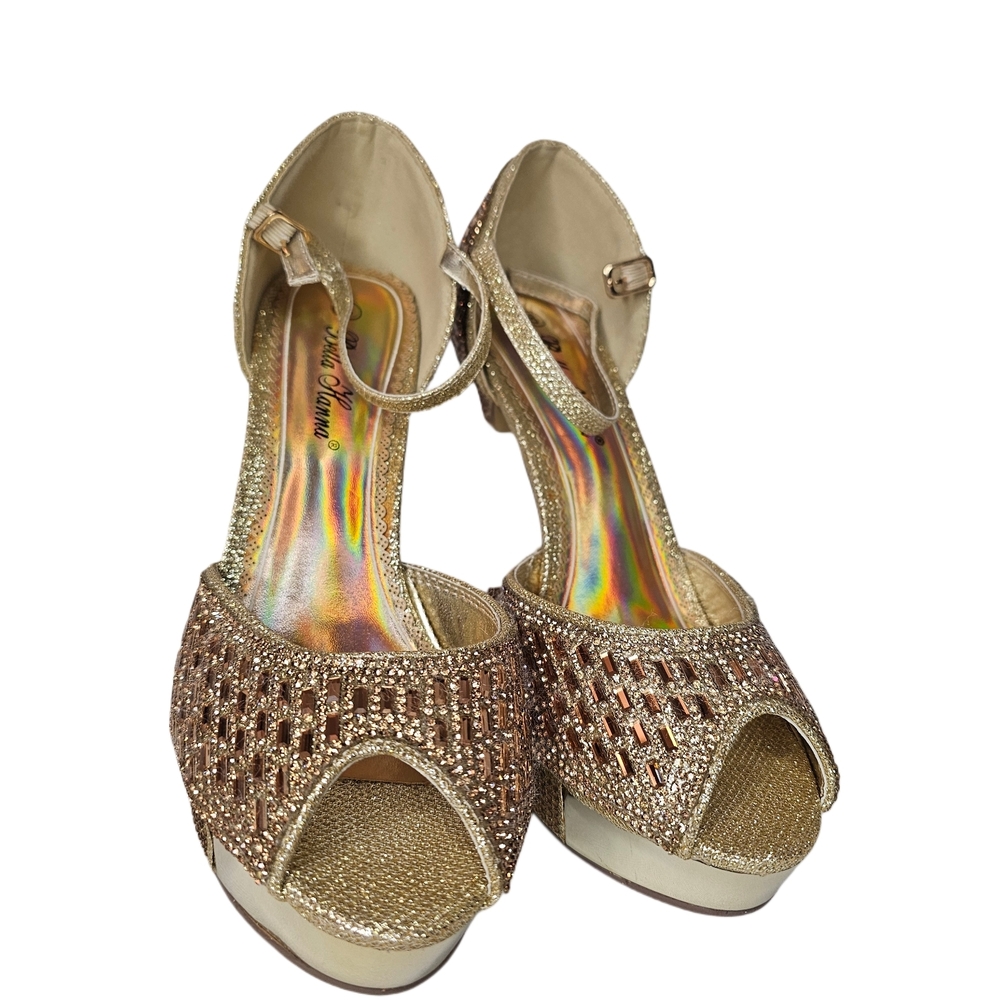 Bella Hanna "Angie 16" Gold Platform Heels Size 8 New